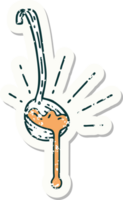 grunge sticker of tattoo style ladle of gravy png