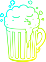 taza de cerveza de dibujos animados de dibujo de línea de gradiente frío png