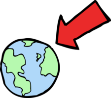 cartoon arrow pointing at earth png