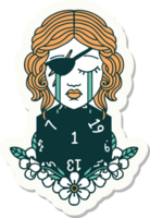 crying human rogue with natural one d20 roll sticker png