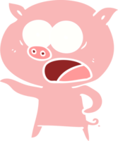 cerdo de dibujos animados de estilo de color plano gritando png