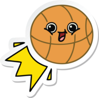 autocollant d'un ballon de basket de dessin animé mignon png