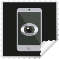 cell phone watching you graphic png illustration square sticker stamp