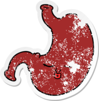 distressed sticker of a cartoon stomach png