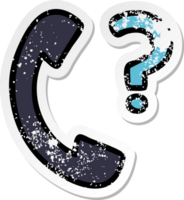 distressed sticker of a cute cartoon telephone handset png