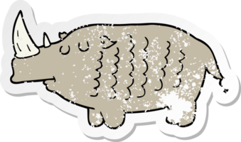 pegatina angustiada de un rinoceronte de dibujos animados png