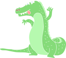 flat color illustration of a cartoon crocodile png