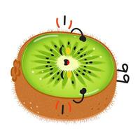 kiwi Fruta se ríe personaje. vector mano dibujado dibujos animados kawaii personaje ilustración icono. aislado en blanco antecedentes. kiwi Fruta personaje concepto