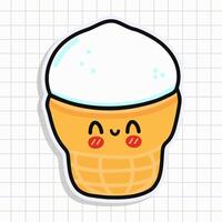 Cute funny Ice cream sticker. Vector hand drawn cartoon kawaii character illustration icon. Isolated on background Ice cream card character concept