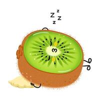 Kiwi fruit sleeping character. Vector hand drawn cartoon kawaii character illustration icon. Isolated on white background. Kiwi fruit sleep character concept