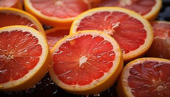 AI generated Freshness and vitality in a juicy, ripe grapefruit slice generated by AI photo