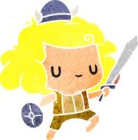 retro cartoon kawaii schattig viking kind png