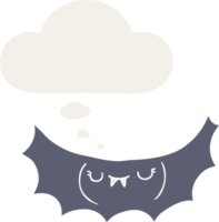 morcego vampiro dos desenhos animados e balão de pensamento em estilo retro png
