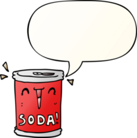 cartoon soda can and speech bubble in smooth gradient style png