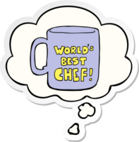 worlds best chef mug and thought bubble as a printed sticker png