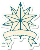 grunge sticker with banner of a star png