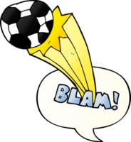 cartoon kicked soccer ball and speech bubble in smooth gradient style png