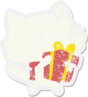 cat with present grunge sticker png