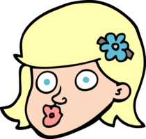 hand drawn doodle style cartoon face of a girl png