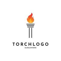 Initial letter T Torch Logo Design, Torchlight Fire Flame logo design concept idea vector