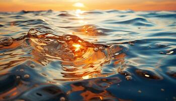 AI generated Sunset reflects on water, creating vibrant, tranquil, nature beauty generated by AI photo