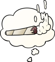 cartoon marihuana joint en gedachte bel in vloeiende verloopstijl png