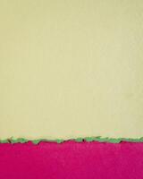 abstract paper landscape in pink and green pastel tones - collection of handmade rag papers photo