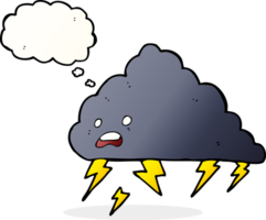 cartoon thundercloud with thought bubble png