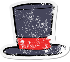 distressed sticker of a cartoon top hat png