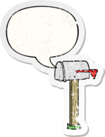cartoon mailbox en tekstballon noodlijdende sticker png