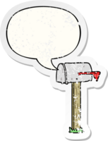 cartoon mailbox and speech bubble distressed sticker png