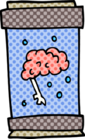 cartoon doodle brain in jar png