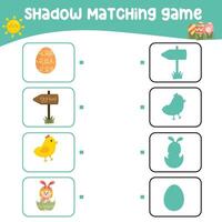 Matching shadow game for children. Find the correct shadow. Worksheet for kid. Printable activity page for kids. Learning Game vector