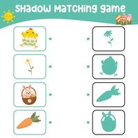 Matching shadow game for children. Find the correct shadow. Worksheet for kid. Printable activity page for kids. Learning Game vector