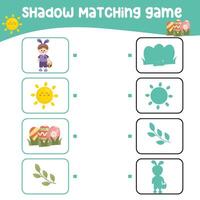 Matching shadow game for children. Find the correct shadow. Worksheet for kid. Printable activity page for kids. Learning Game vector