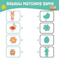 Matching shadow game for children. Find the correct shadow. Worksheet for kid. Printable activity page for kids. Learning Game vector