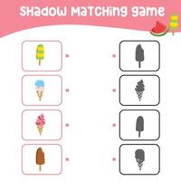 Matching shadow game for children. Find the correct shadow. Worksheet for kid. Printable activity page for kids. Learning Game. Vector file.