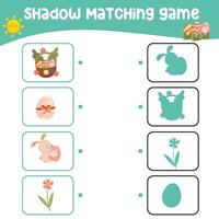 pareo sombra juego para niños. encontrar el correcto sombra. hoja de cálculo para niño. imprimible actividad página para niños. aprendizaje juego vector