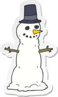 sticker of a cartoon snowman in top hat png