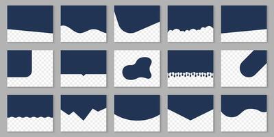 Divider Shape for Website Top, Design Element for Web Page Bottom Set. Separator Collection For Poster Section, App, Banner. Curve Line, Abstract Form, Waves, Drops. Isolated Vector Illustration