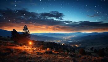 ai generado majestuoso montaña pico siluetas en contra un multi de colores puesta de sol cielo generado por ai foto