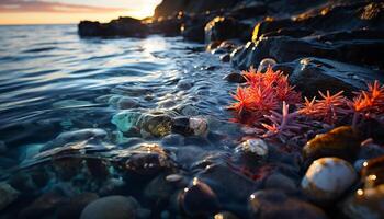 AI generated Underwater reef, fish, and coral create a tropical aquatic paradise generated by AI photo