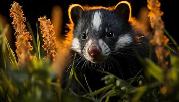 AI generated Cute small mammal, fluffy and playful, sitting in the grass generated by AI photo