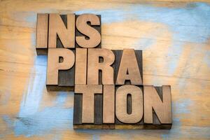 inspiration word in vintage letterpress wood type printing blocks photo