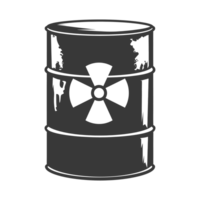 AI generated Silhouette of drum or barrel with radioactive symbol black color only png