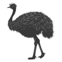 AI generated Silhouette ostrich animal black color only full body png