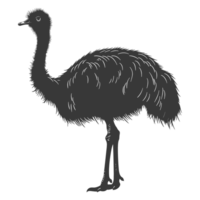 AI generated Silhouette ostrich animal black color only full body png