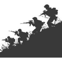 AI generated silhouette of a modern war situation black color only png