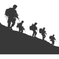 ai généré silhouette de une moderne guerre situation noir Couleur seulement png