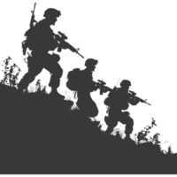 AI generated silhouette of a modern war situation black color only png